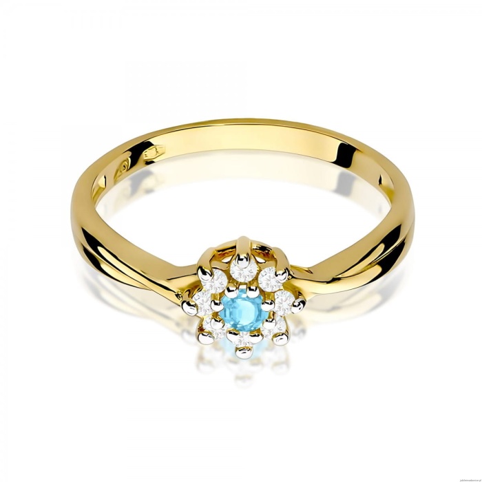 Pierścionek W0072 Topaz Swiss 0,15ct żółte złoto 375