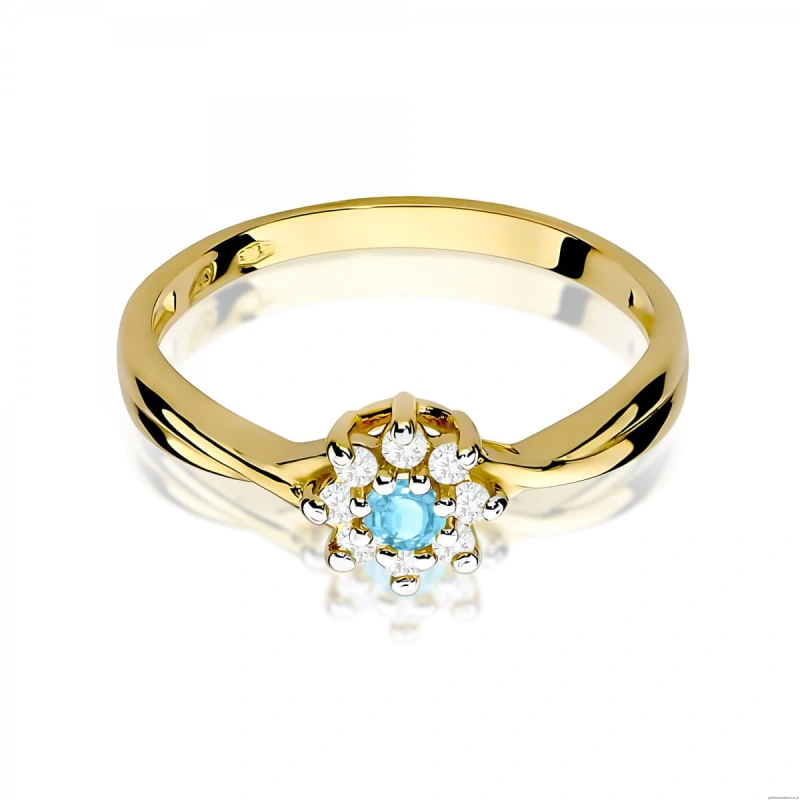 Pierścionek W0072 Topaz Swiss 0,15ct żółte złoto 375