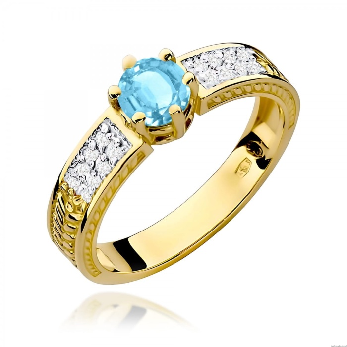 Pierścionek W0075 Topaz Swiss 0,50ct żółte złoto 375