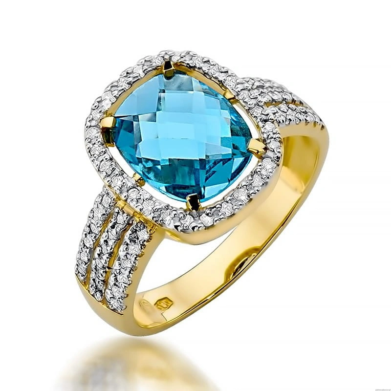 Pierścionek W0313 Topaz Swiss 3,00ct żółte złoto 375