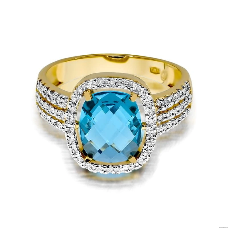 Pierścionek W0313 Topaz Swiss 3,00ct żółte złoto 375