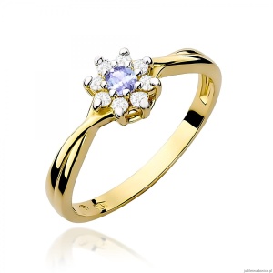 Pierścionek W0072 Tanzanit 0,10ct żółte złoto 375