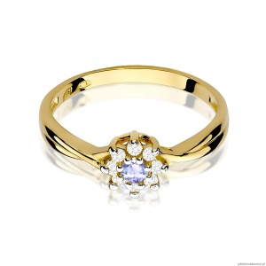 Pierścionek W0072 Tanzanit 0,10ct żółte złoto 375