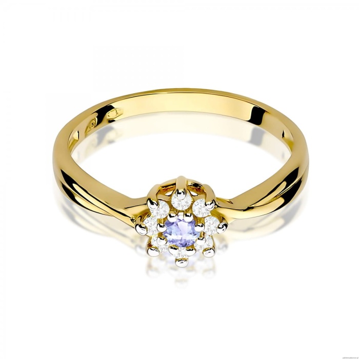 Pierścionek W0072 Tanzanit 0,10ct żółte złoto 375