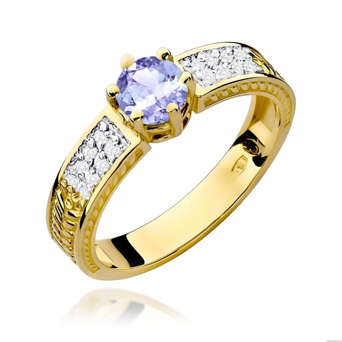 Pierścionek W0075 Tanzanit 0,50ct żółte złoto 375