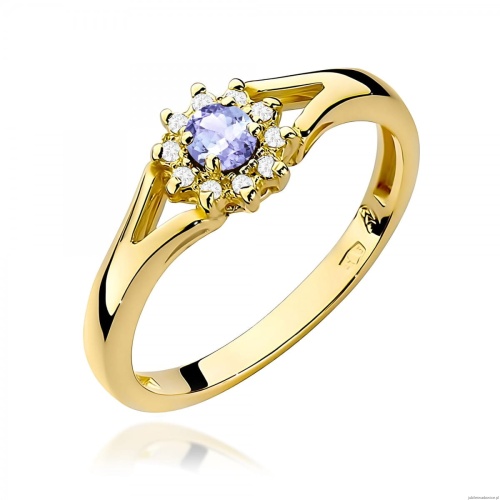 Pierścionek W0185 Tanzanit 0,15ct żółte złoto 375