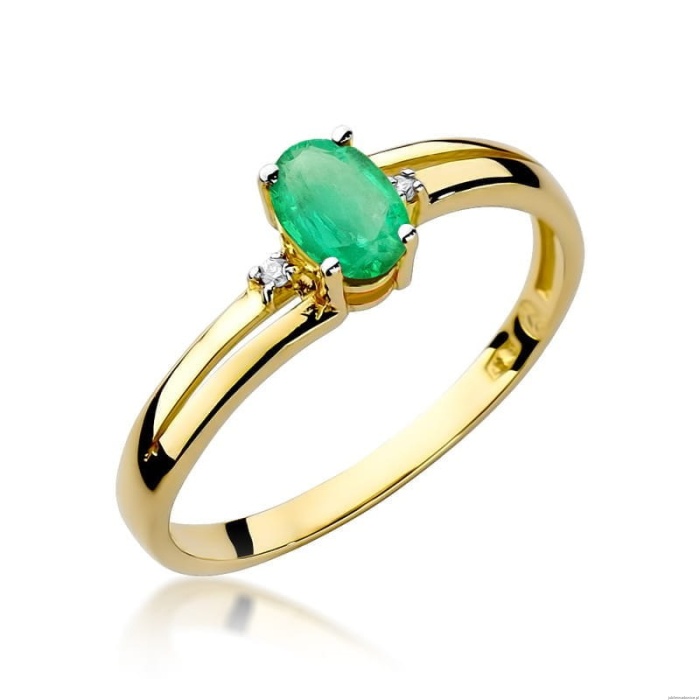 Pierścionek W0068 Szmaragd 0,40ct żółte złoto 375