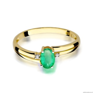 Pierścionek W0068 Szmaragd 0,40ct żółte złoto 375