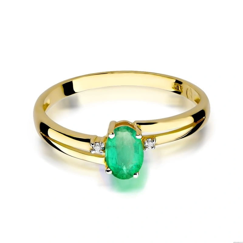 Pierścionek W0068 Szmaragd 0,40ct żółte złoto 375