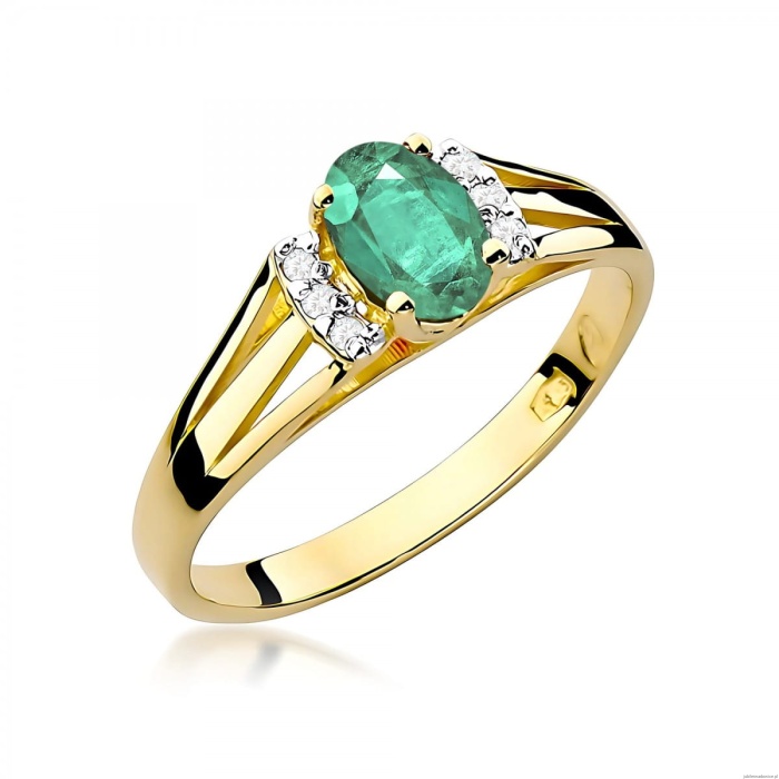 Pierścionek W0005 Szmaragd 0,40ct żółte złoto 375