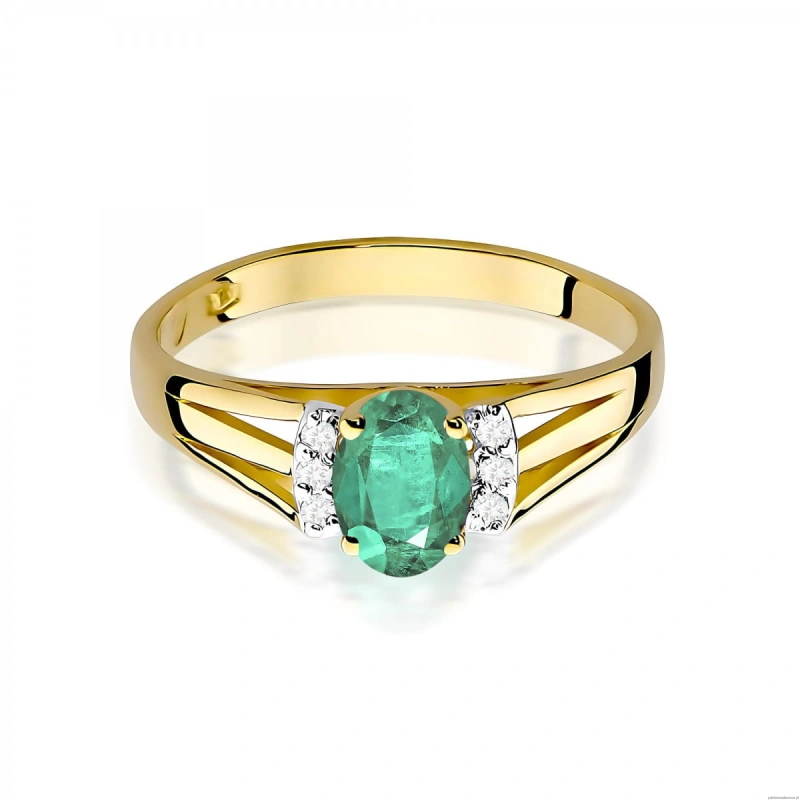 Pierścionek W0005 Szmaragd 0,40ct żółte złoto 375