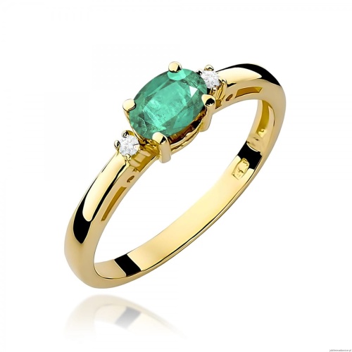 Pierścionek W0006 Szmaragd 0,40ct żółte złoto 375