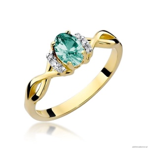 Pierścionek W0019 Szmaragd 0,40ct żółte złoto 375