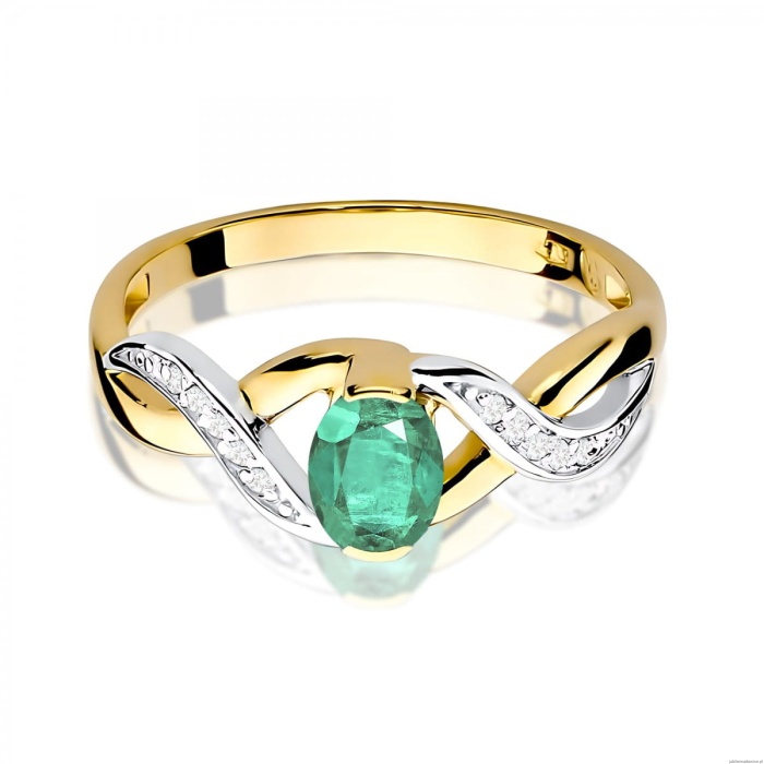 Pierścionek W0028 Szmaragd 0,40ct żółte złoto 375