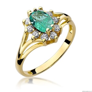 Pierścionek W0037 Szmaragd 0,80ct żółte złoto 375