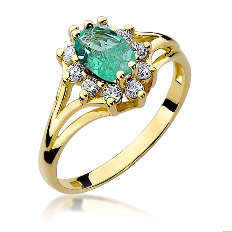 Pierścionek W0037 Szmaragd 0,80ct żółte złoto 375