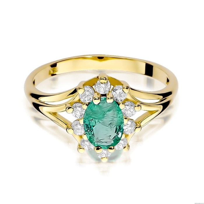 Pierścionek W0037 Szmaragd 0,80ct żółte złoto 375