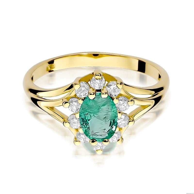 Pierścionek W0037 Szmaragd 0,80ct żółte złoto 375