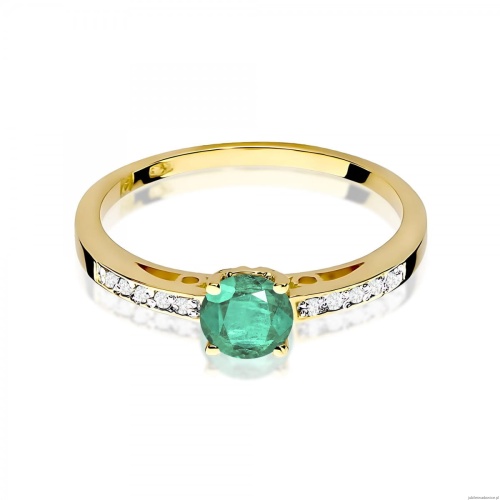 Pierścionek W0066 Szmaragd 0,50ct żółte złoto 375