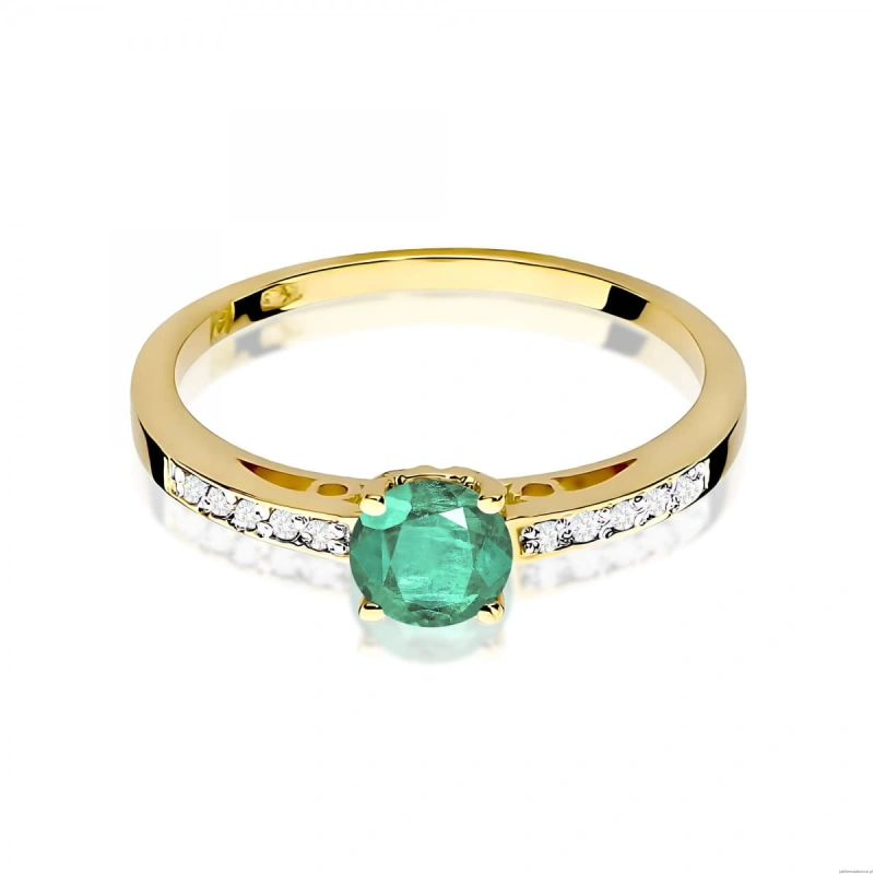 Pierścionek W0066 Szmaragd 0,50ct żółte złoto 375