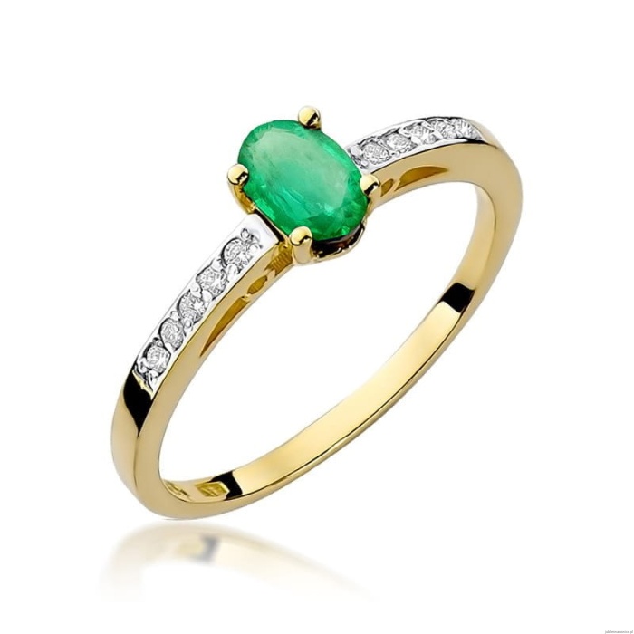 Pierścionek W0067 Szmaragd 0,40ct żółte złoto 375