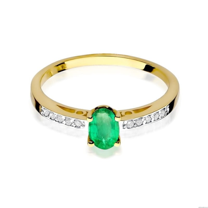 Pierścionek W0067 Szmaragd 0,40ct żółte złoto 375