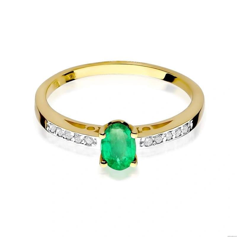 Pierścionek W0067 Szmaragd 0,40ct żółte złoto 375