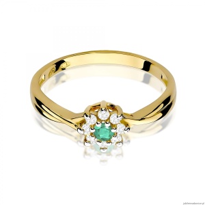 Pierścionek W0072 Szmaragd 0,15ct żółte złoto 375