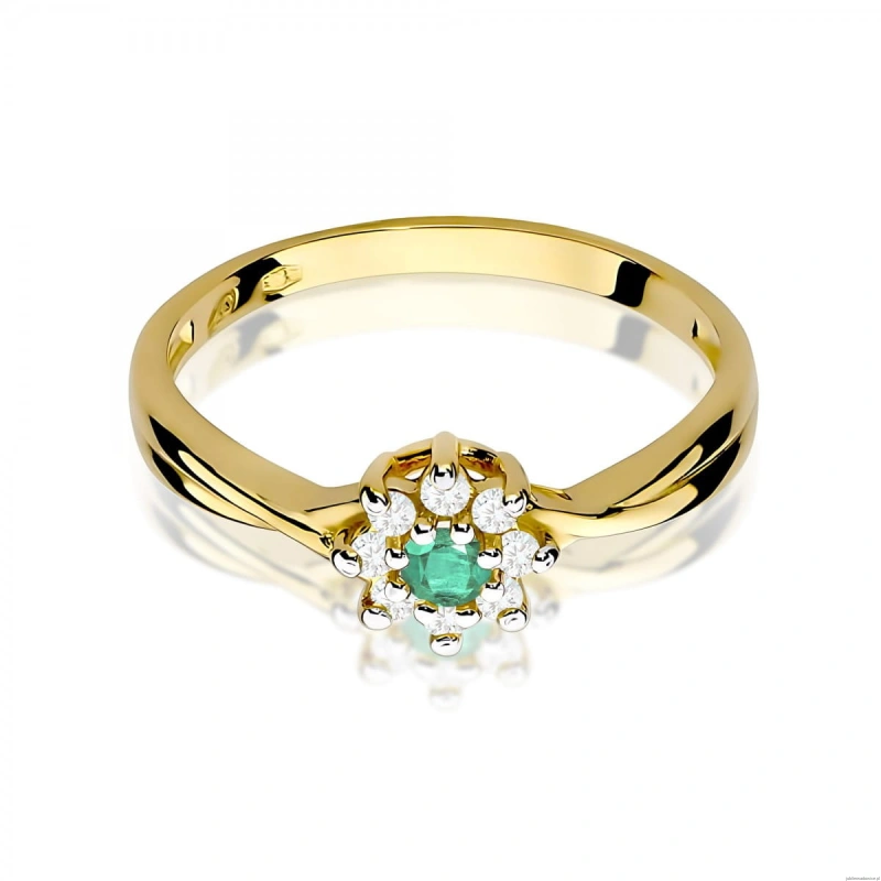 Pierścionek W0072 Szmaragd 0,15ct żółte złoto 375