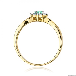 Pierścionek W0072 Szmaragd 0,15ct żółte złoto 375