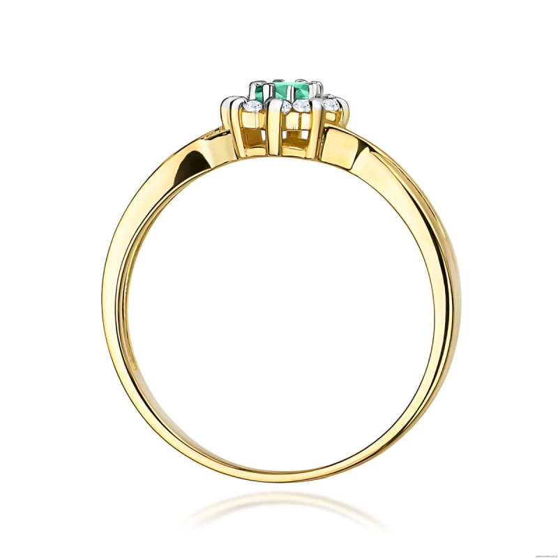 Pierścionek W0072 Szmaragd 0,15ct żółte złoto 375