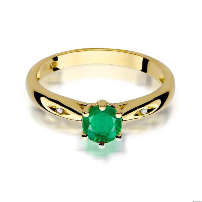 Pierścionek W0074 Szmaragd 0,50ct żółte złoto 375
