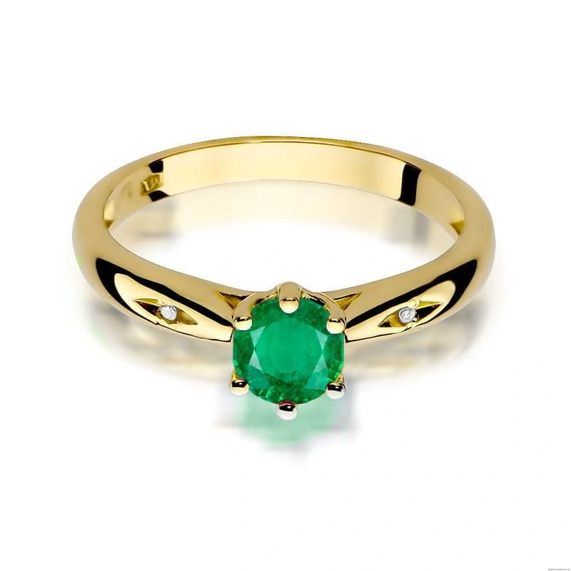 Pierścionek W0074 Szmaragd 0,50ct żółte złoto 375