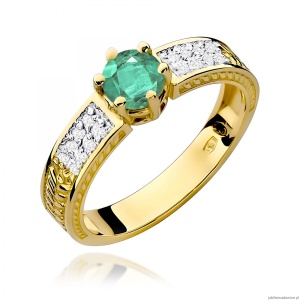 Pierścionek W0075 Szmaragd 0,50ct żółte złoto 375