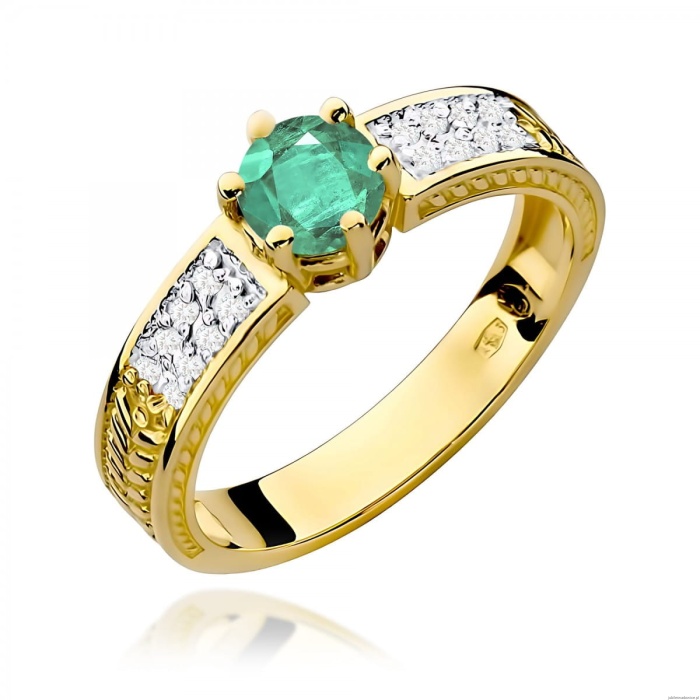 Pierścionek W0075 Szmaragd 0,50ct żółte złoto 375