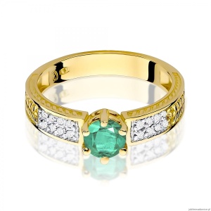 Pierścionek W0075 Szmaragd 0,50ct żółte złoto 375