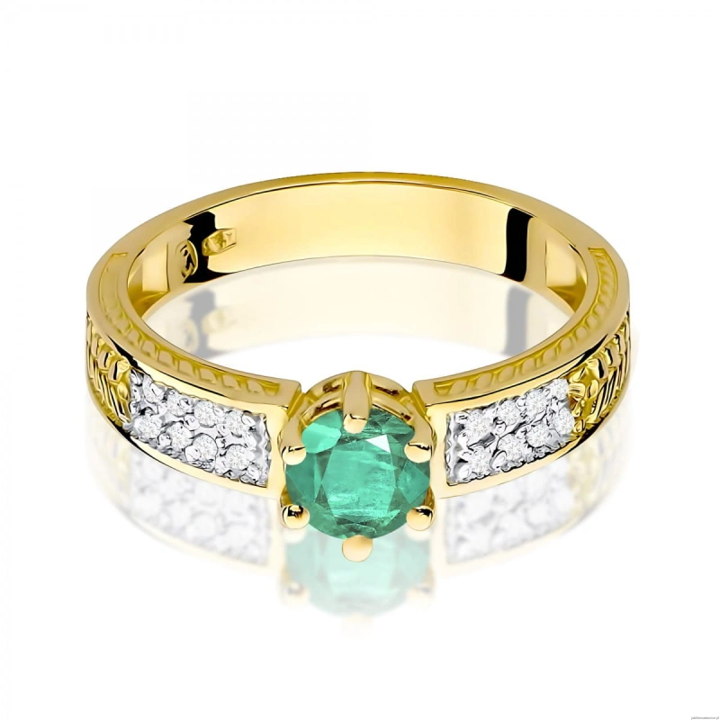 Pierścionek W0075 Szmaragd 0,50ct żółte złoto 375