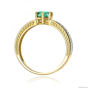 Pierścionek W0075 Szmaragd 0,50ct żółte złoto 375