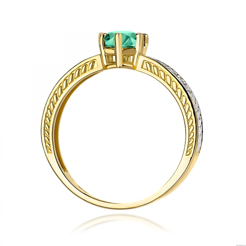 Pierścionek W0075 Szmaragd 0,50ct żółte złoto 375