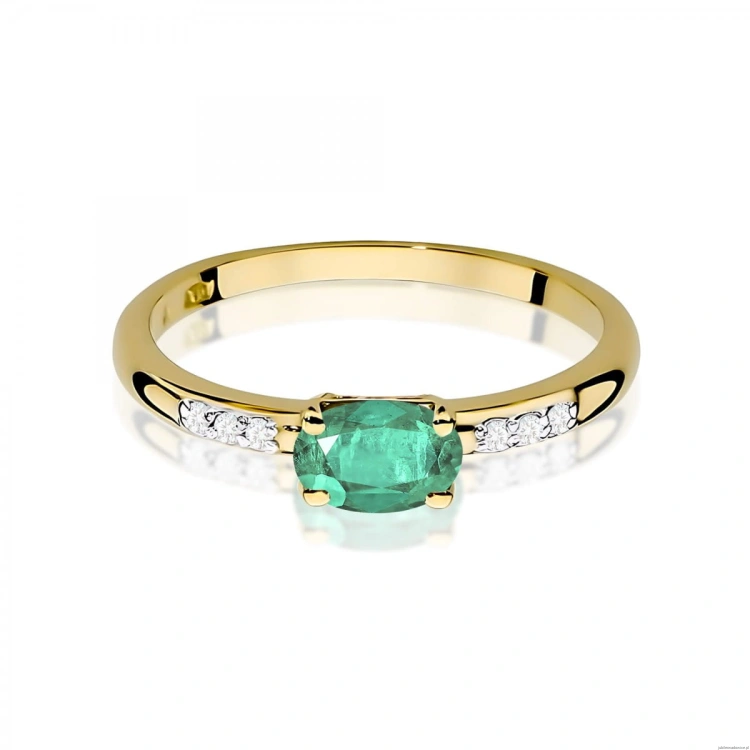 Pierścionek W0077 Szmaragd 0,40ct żółte złoto 375