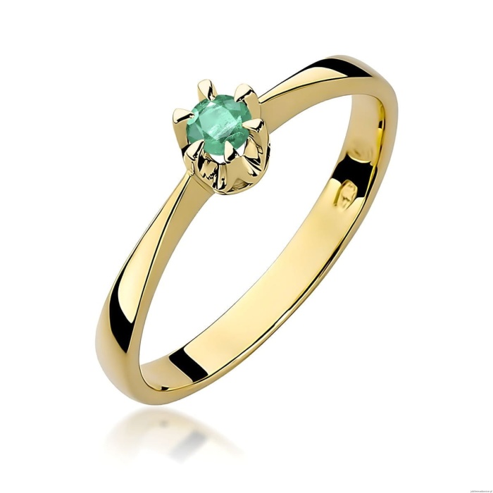 Pierścionek W0111 Szmaragd 0,15ct żółte złoto 375