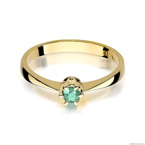 Pierścionek W0111 Szmaragd 0,15ct żółte złoto 375