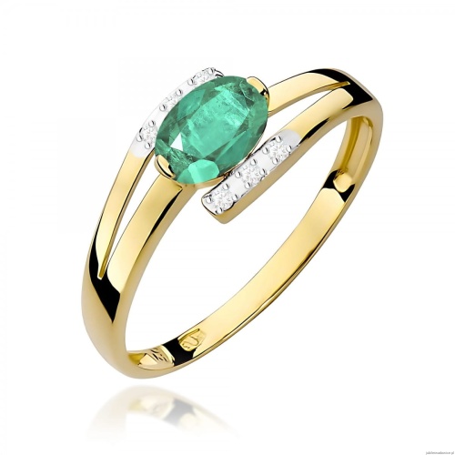 Pierścionek W0119 Szmaragd 0,40ct żółte złoto 375