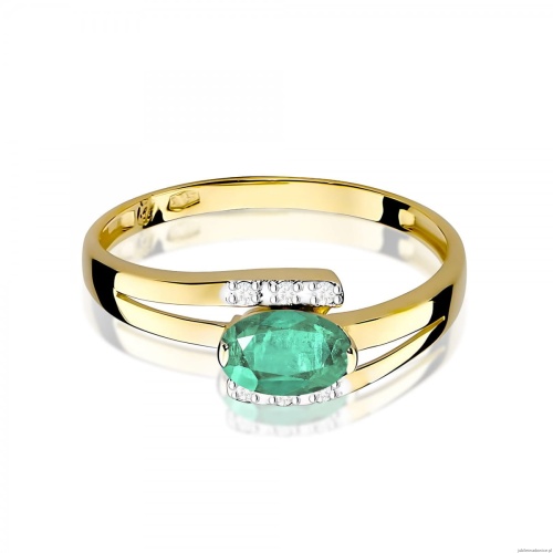 Pierścionek W0119 Szmaragd 0,40ct żółte złoto 375