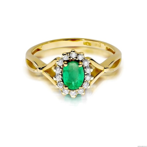Pierścionek W0182 Szmaragd 0,40ct żółte złoto 375