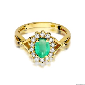 Pierścionek W0182 Szmaragd 0,80ct żółte złoto 375
