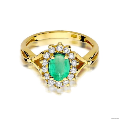 Pierścionek W0182 Szmaragd 0,80ct żółte złoto 375
