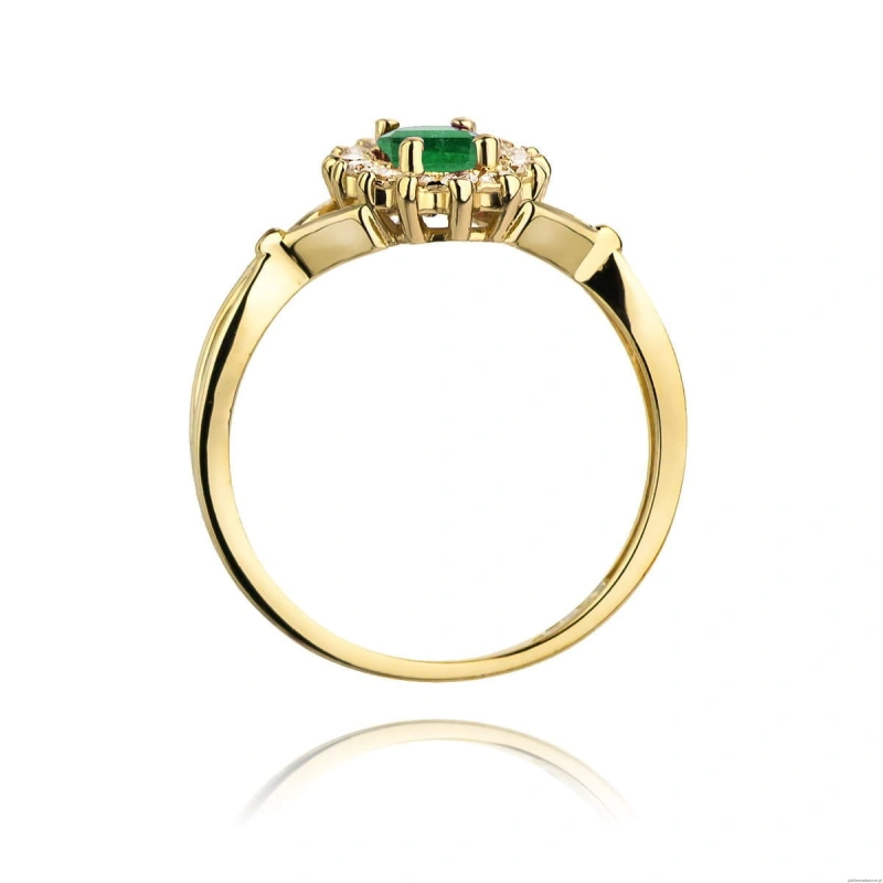 Pierścionek W0182 Szmaragd 0,80ct żółte złoto 375