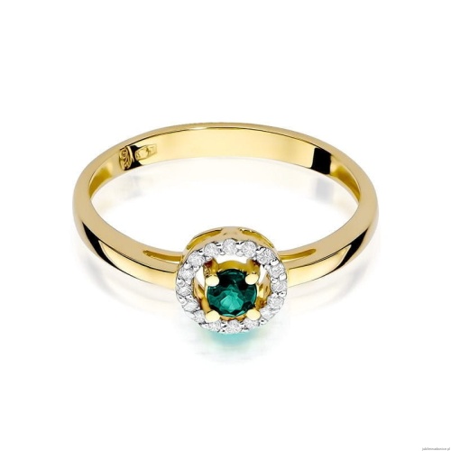 Pierścionek W0238 Szmaragd 0,15ct żółte złoto 375