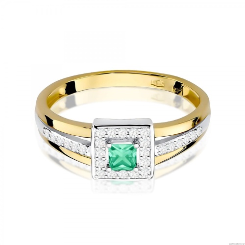 Pierścionek W0271 Szmaragd 0,15ct żółte złoto 375
